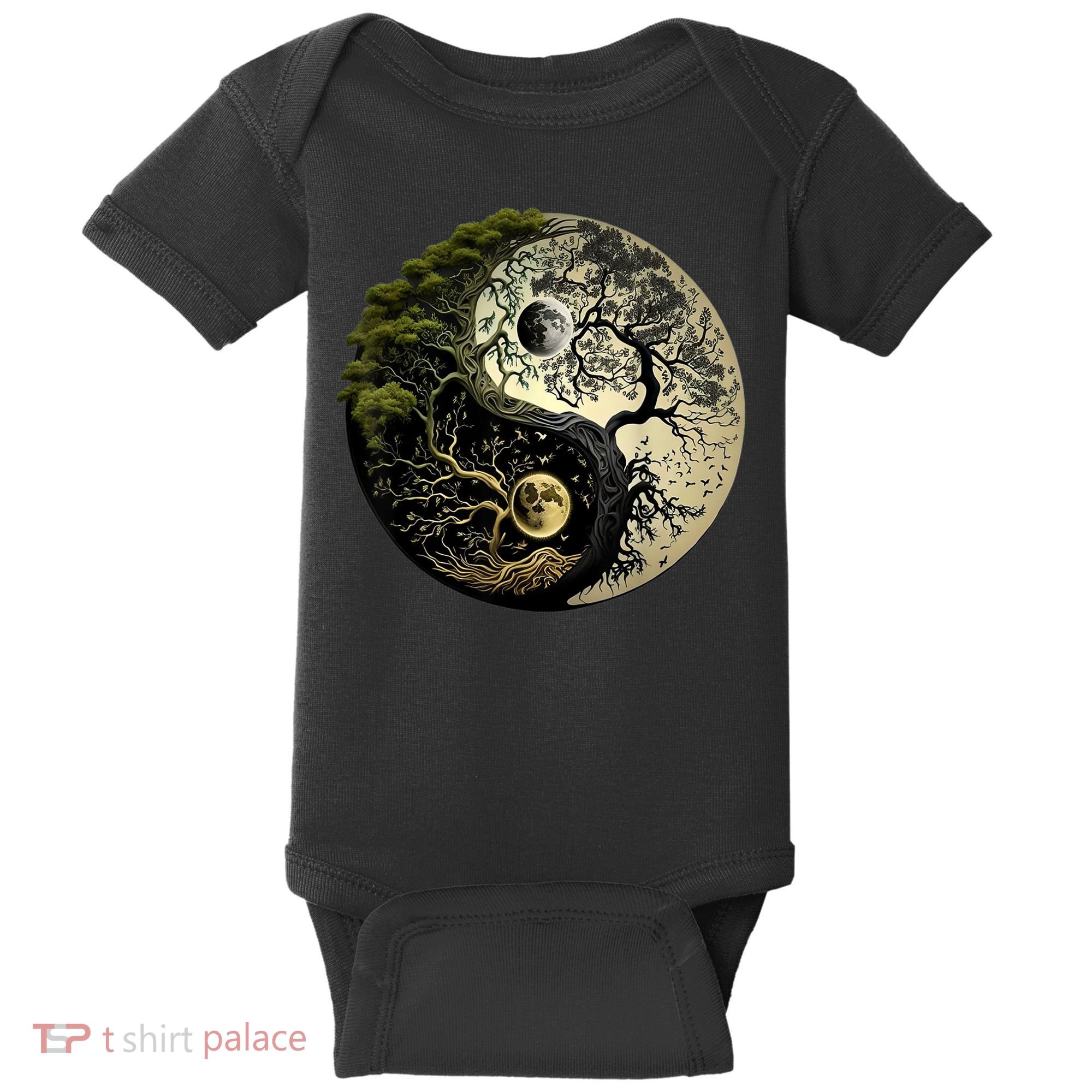 Yin Yang Tree Of Life Funny Baby Bodysuit
