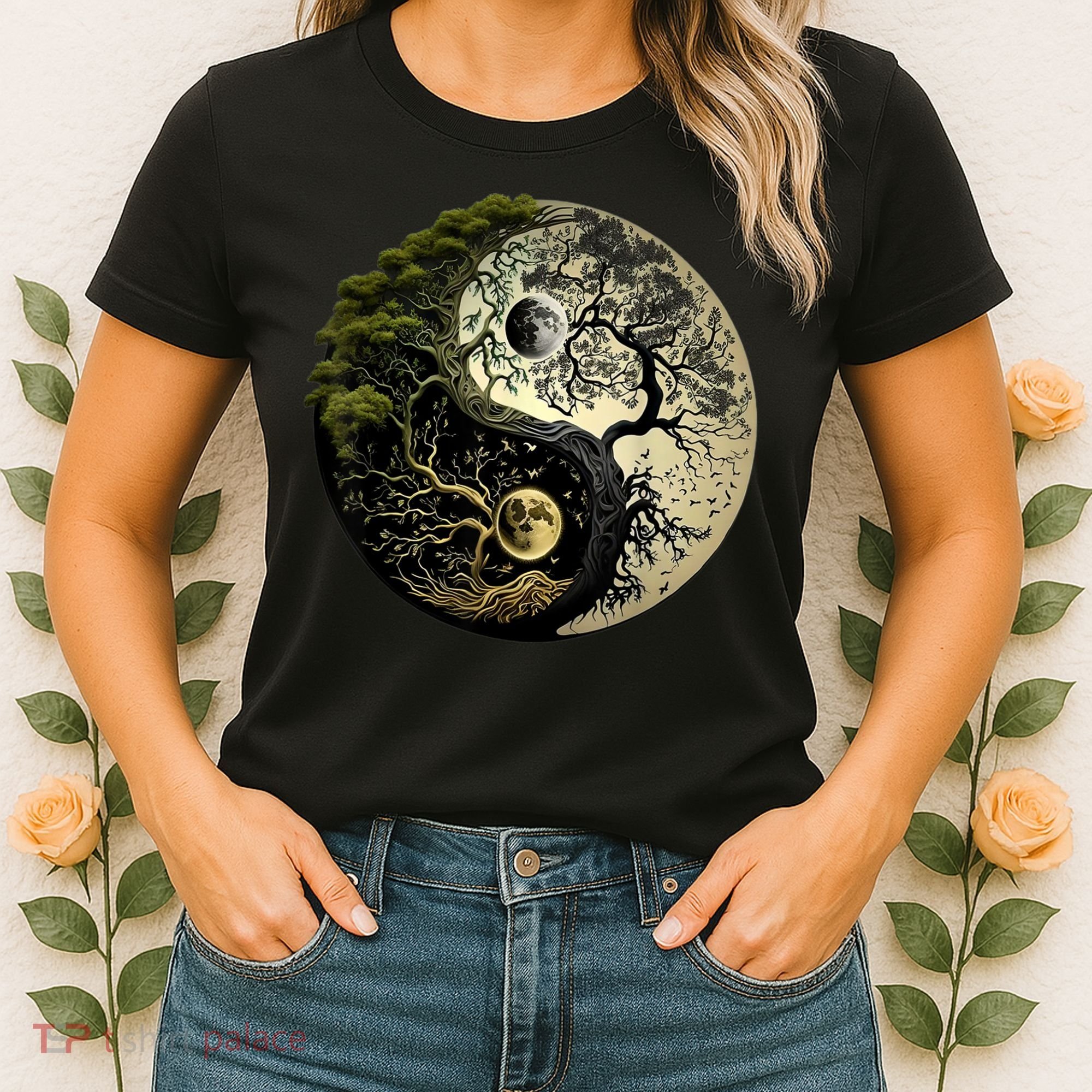 Yin Yang Tree Of Life Funny Women's T-Shirt