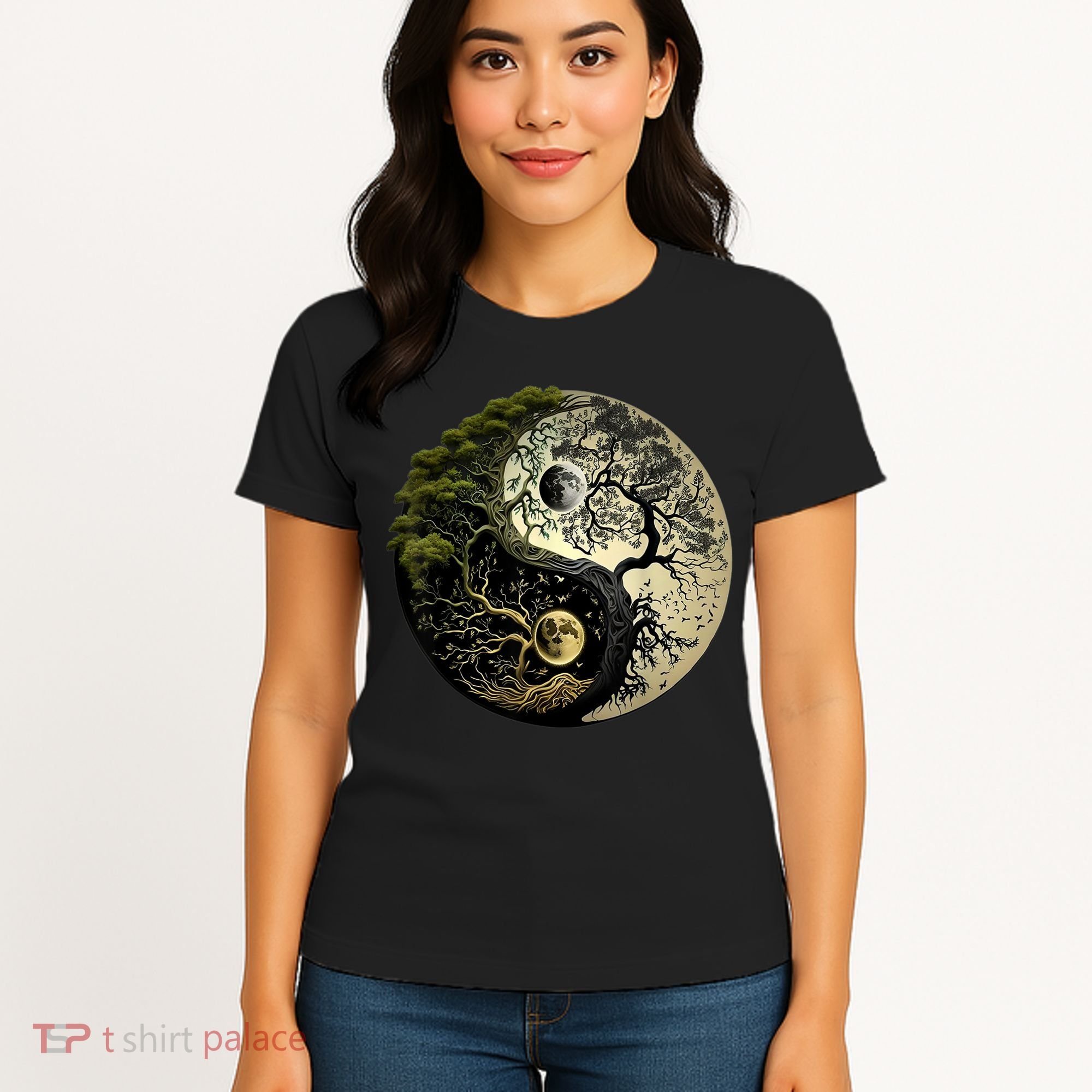 Yin Yang Tree Of Life Funny Women's T-Shirt