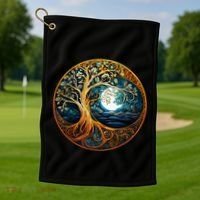 Yin Yang Tree Of Life Golf Towel thumb 1