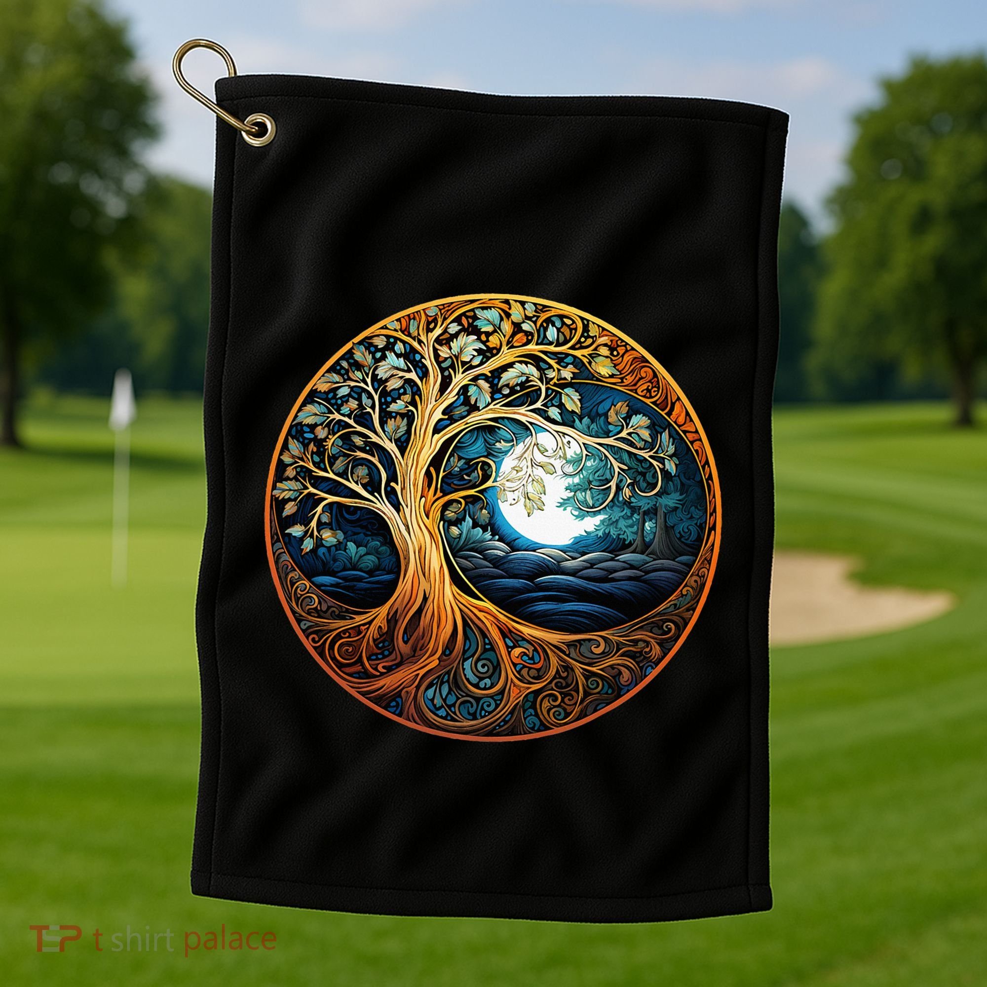 Yin Yang Tree Of Life Golf Towel
