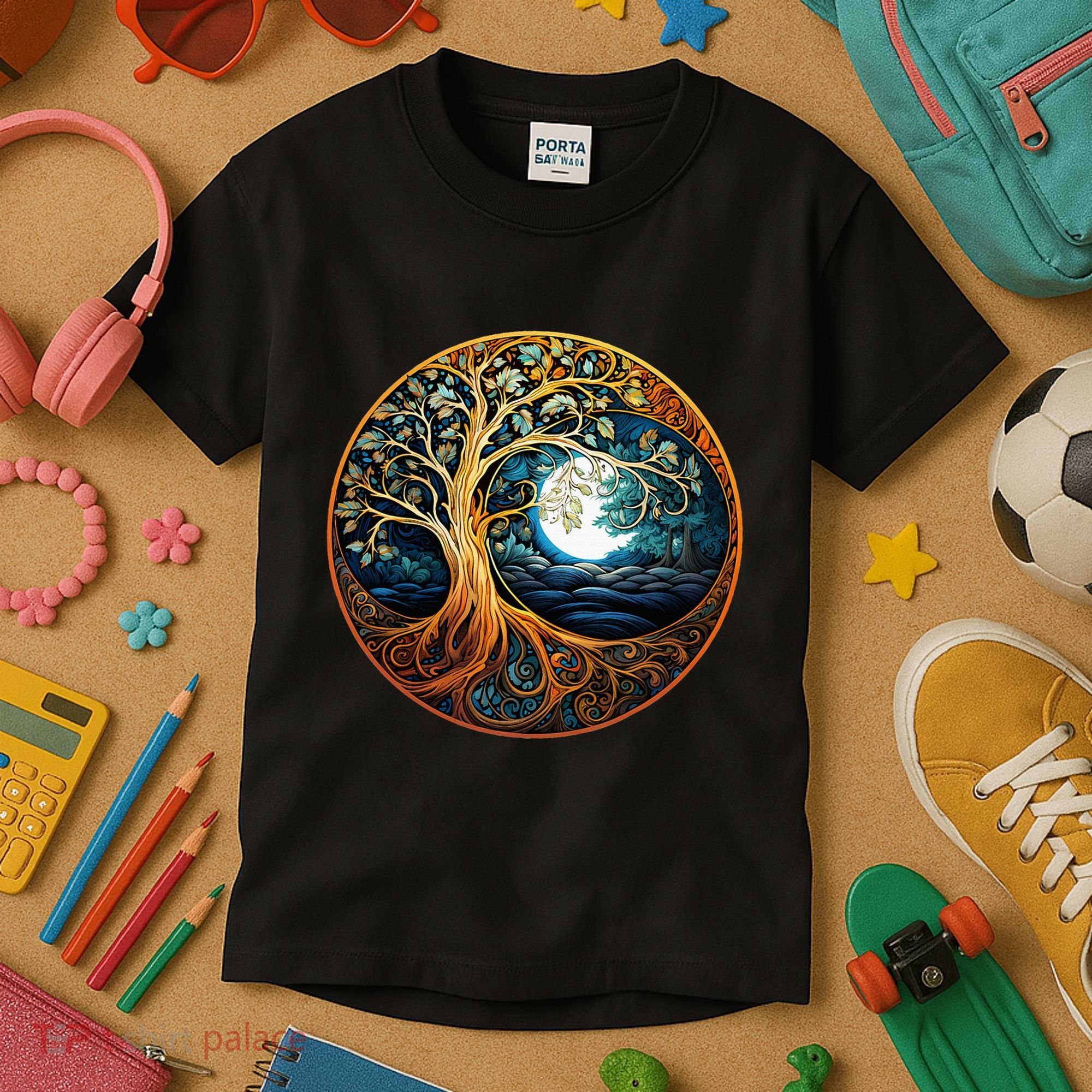 Yin Yang Tree Of Life Kids T-Shirt