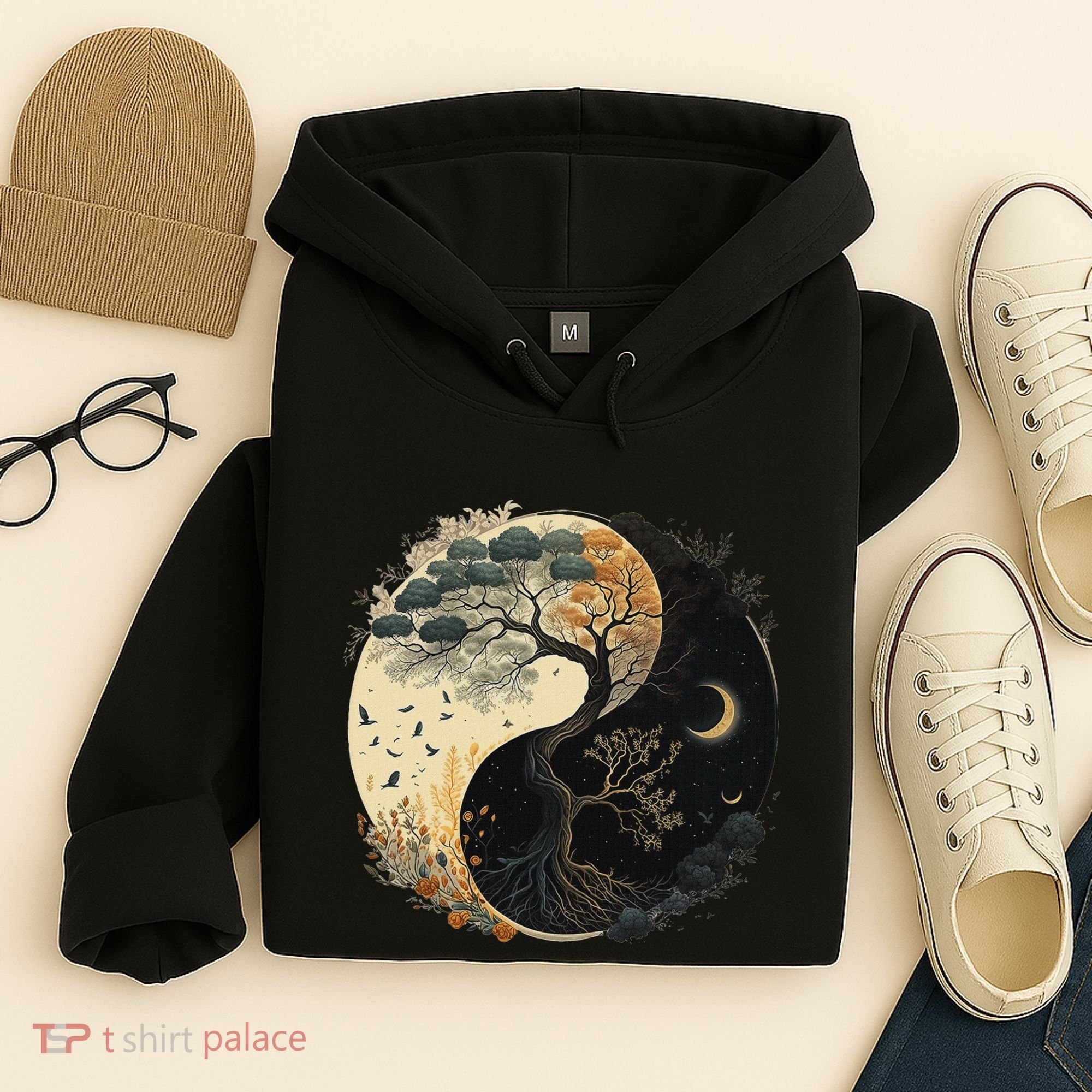 Yin Yang Tree Of Life Moon Sun Duality Hoodie