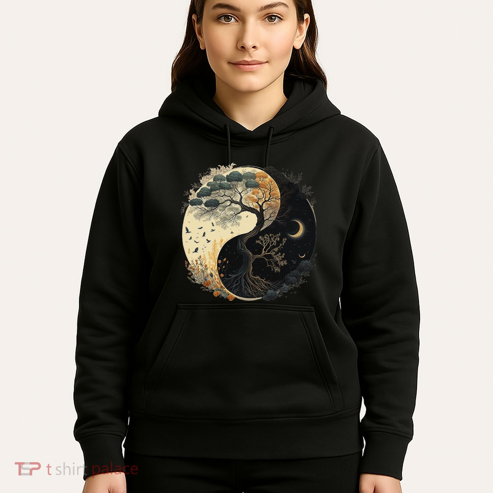 Yin Yang Tree Of Life Moon Sun Duality Hoodie