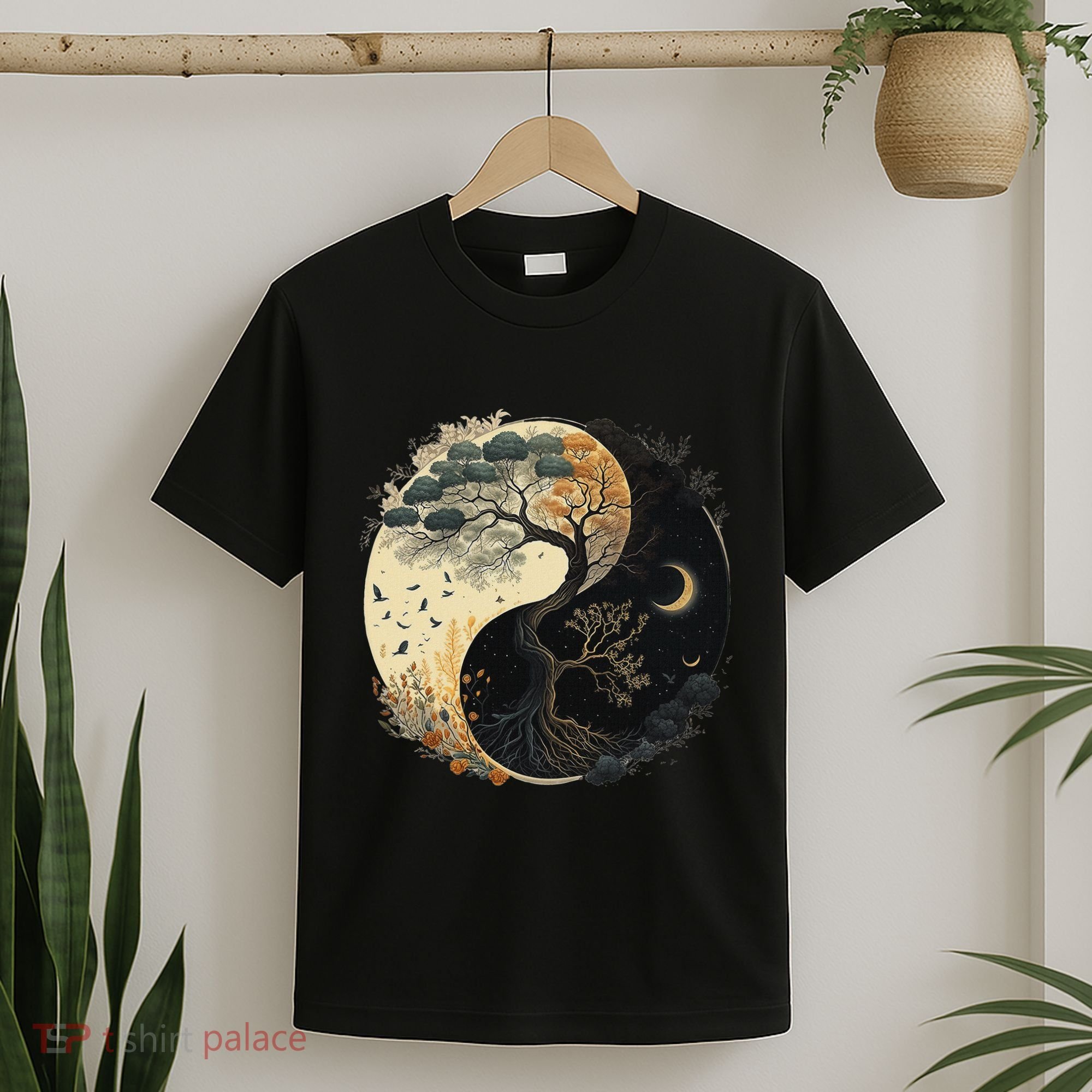 Yin Yang Tree Of Life Moon Sun Duality T-Shirt