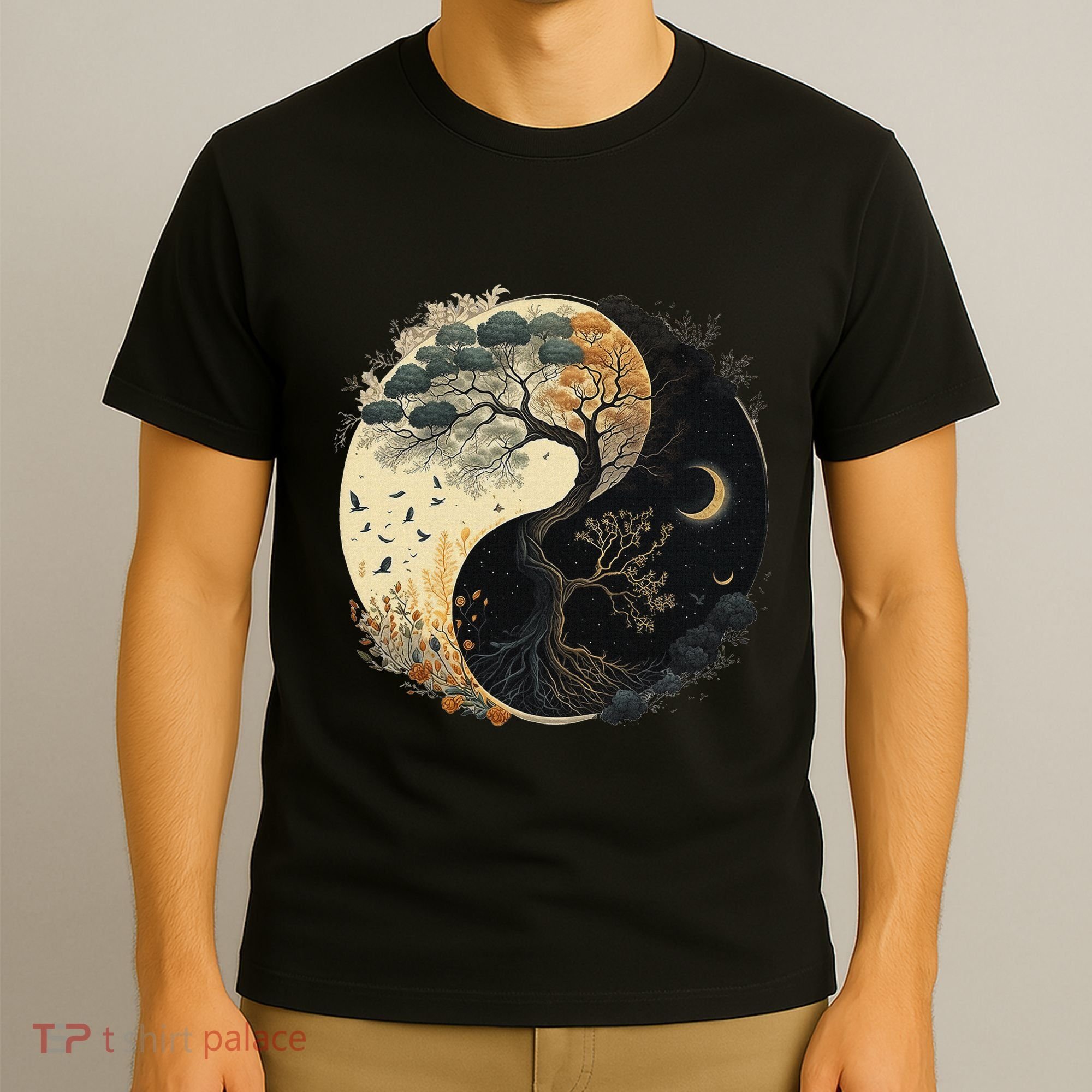 Yin Yang Tree Of Life Moon Sun Duality T-Shirt