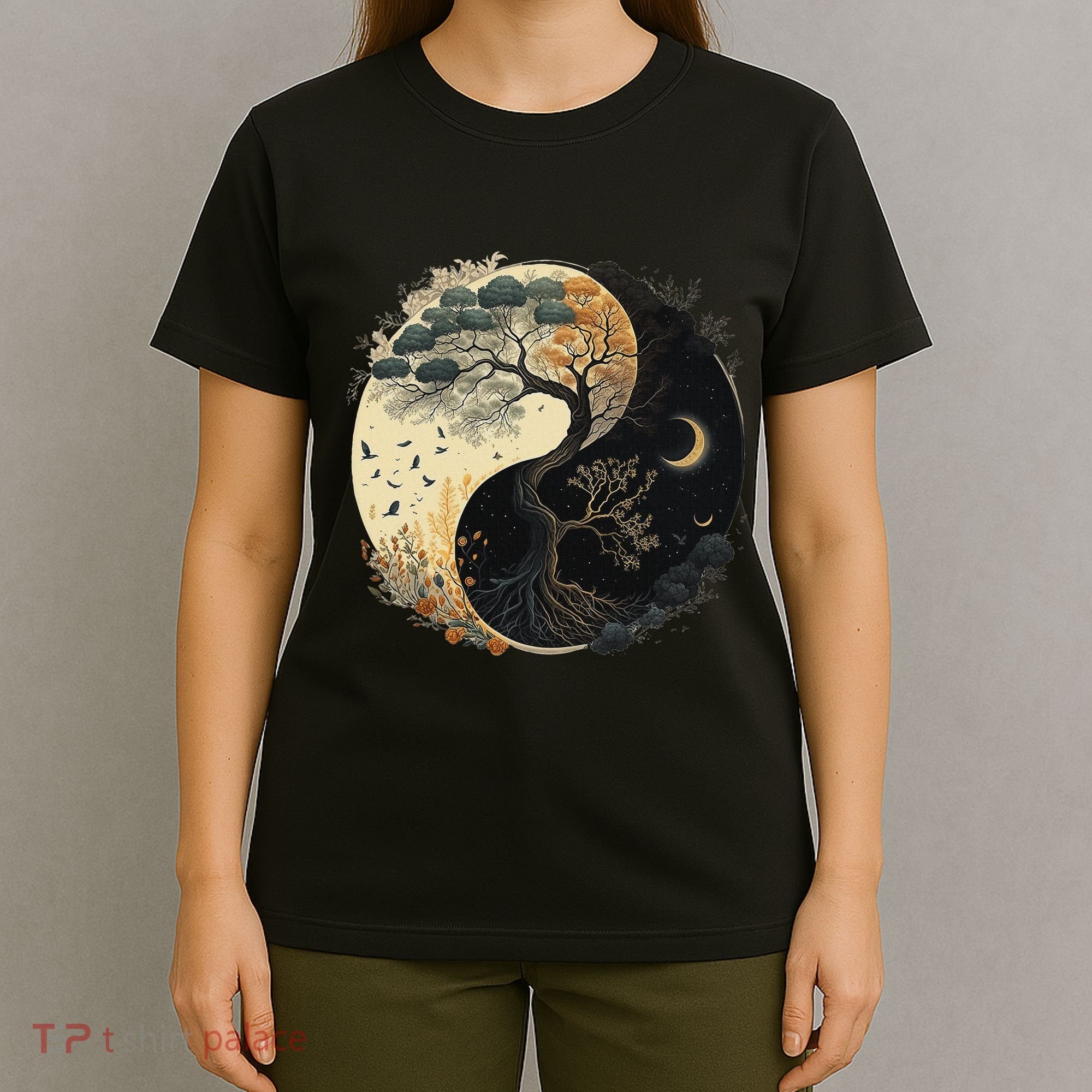 Yin Yang Tree Of Life Moon Sun Duality T-Shirt