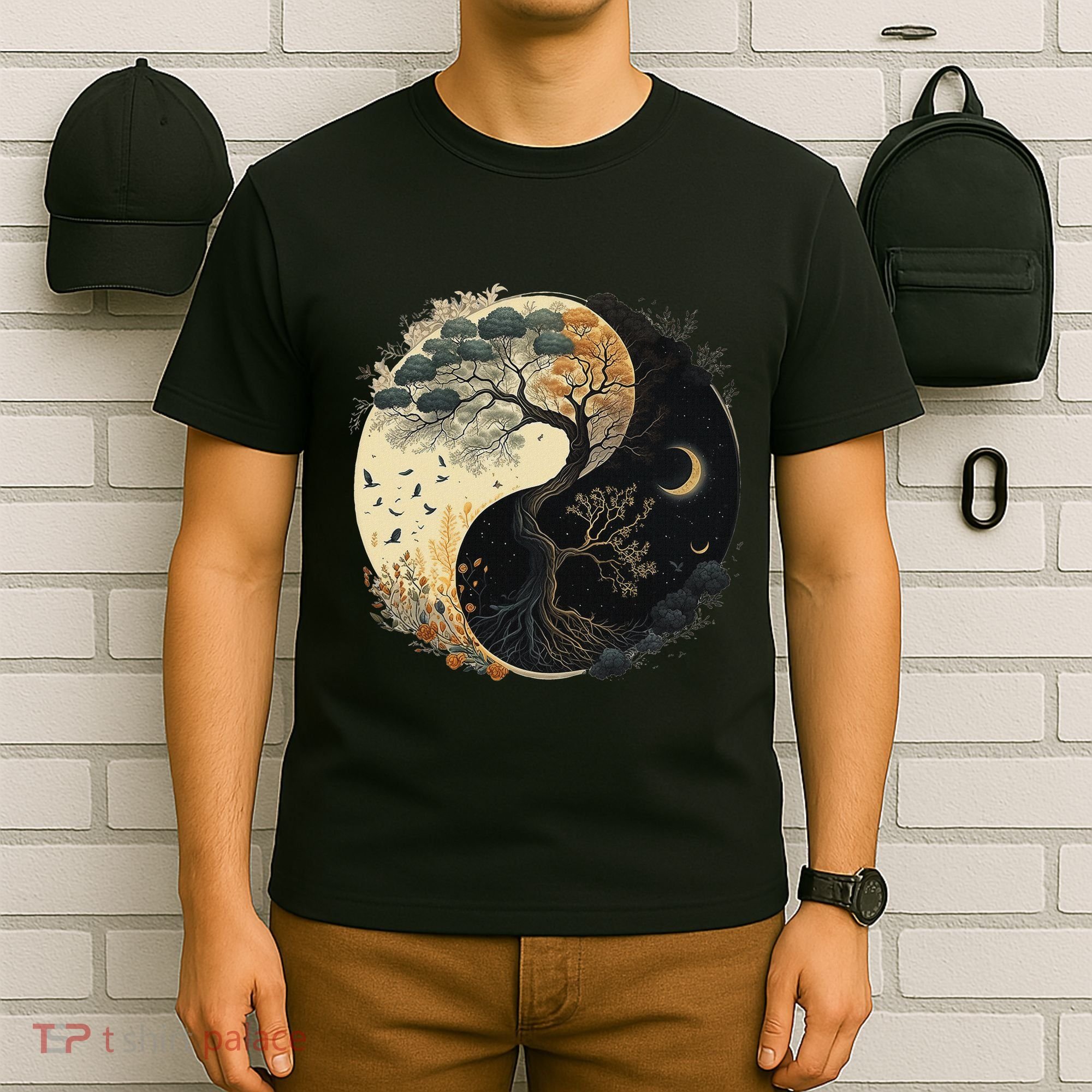 Yin Yang Tree Of Life Moon Sun Duality T-Shirt