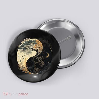 Yin Yang Tree Of Life Moon Sun Duality Button