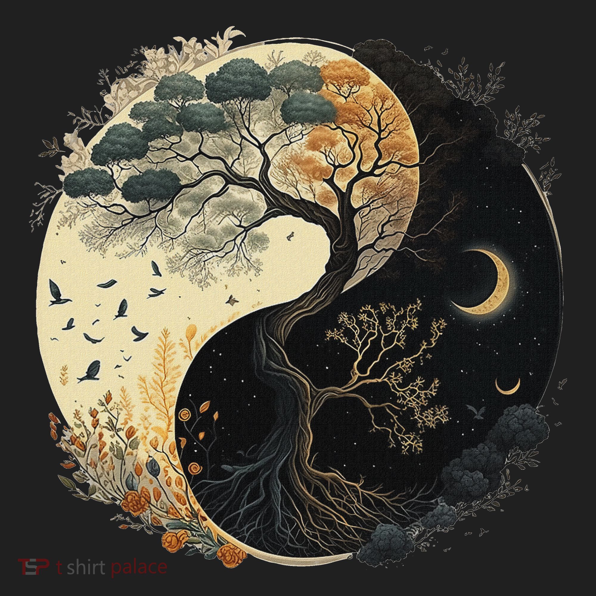 Yin Yang Tree Of Life Moon Sun Duality Hat