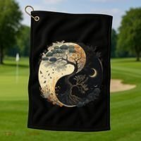 Yin Yang Tree Of Life Moon Sun Duality Golf Towel thumb 1