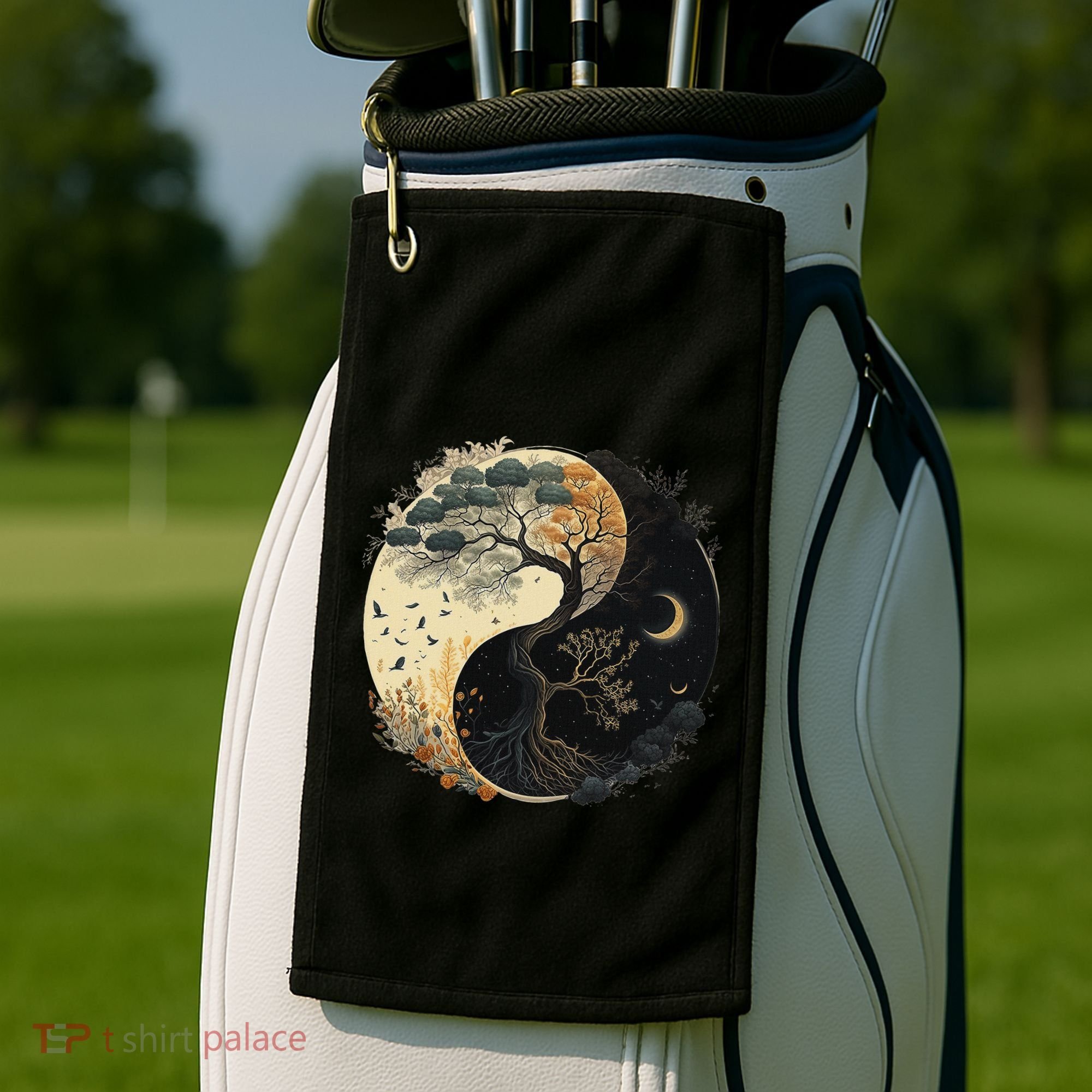 Yin Yang Tree Of Life Moon Sun Duality Golf Towel