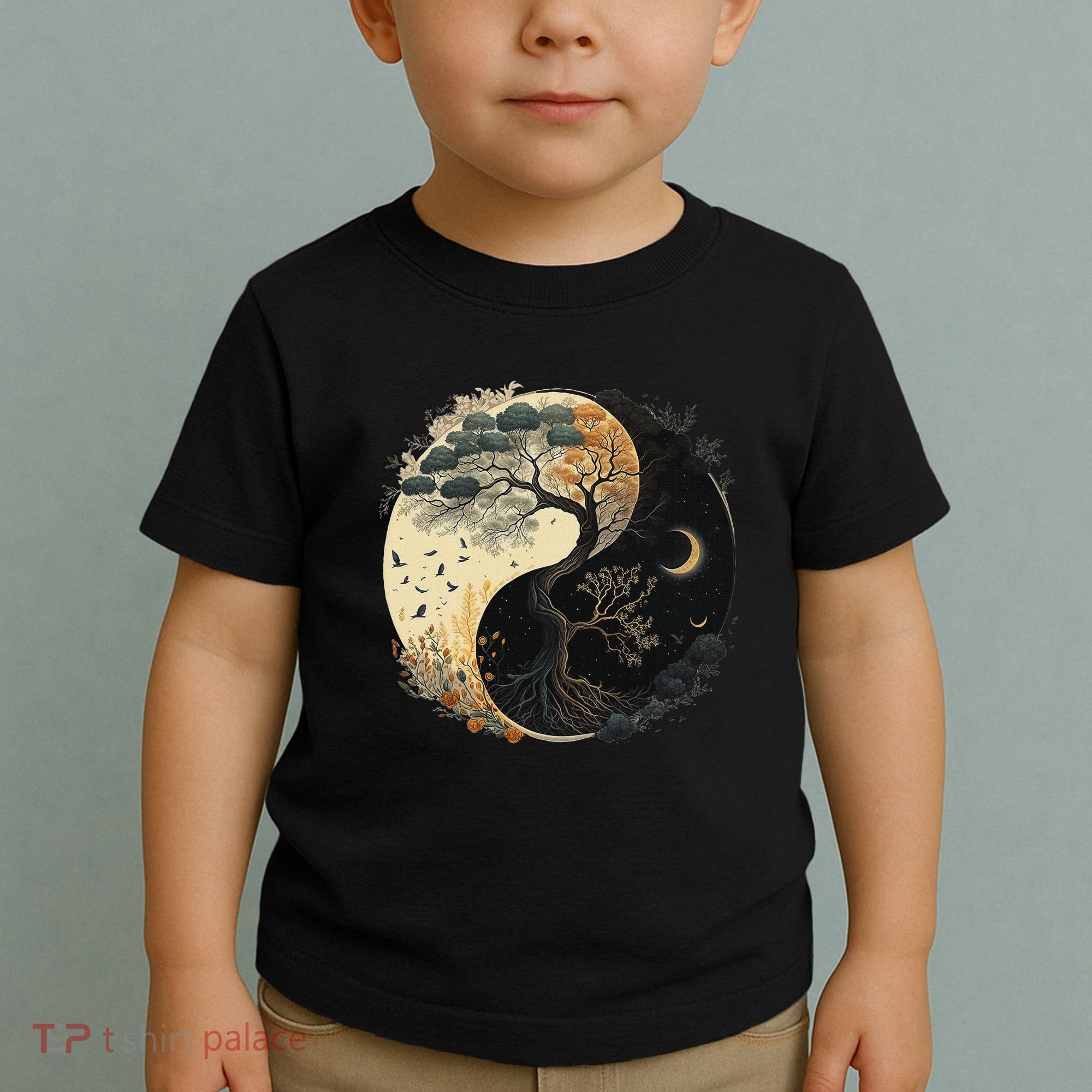 Yin Yang Tree Of Life Moon Sun Duality Toddler T-Shirt