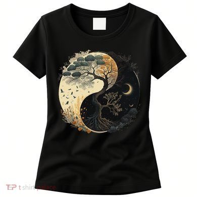Yin Yang Tree Of Life Moon Sun Duality Women's T-Shirt