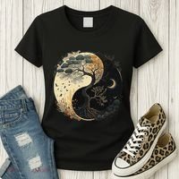 Yin Yang Tree Of Life Moon Sun Duality Women's T-Shirt thumb 3