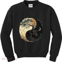 Yin Yang Tree Of Life Moon Sun Duality Kids Sweatshirt thumb 0