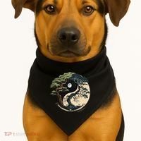 Yin Yang Tree Of Life On Buddhist Bonsai Tree USA-Made Doggie Bandana thumb 1