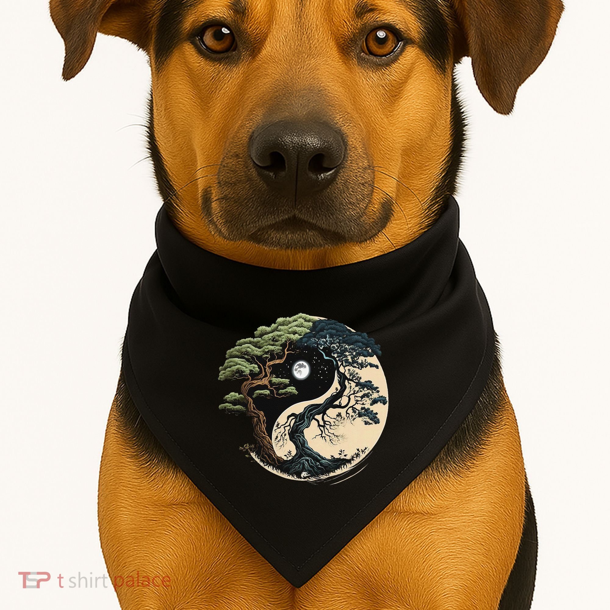 Yin Yang Tree Of Life On Buddhist Bonsai Tree USA-Made Doggie Bandana