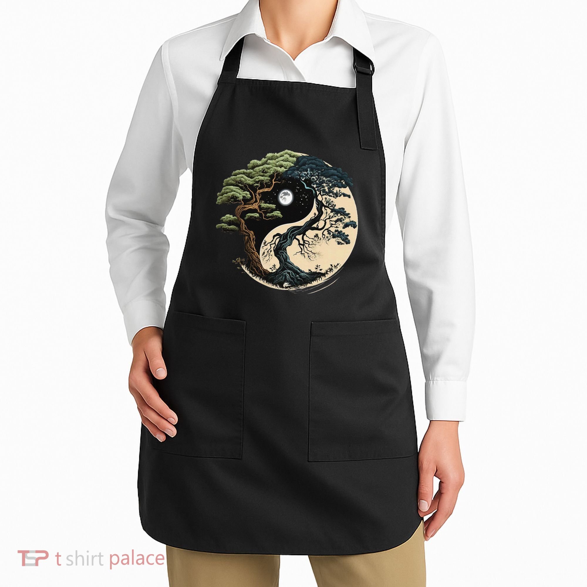Yin Yang Tree Of Life On Buddhist Bonsai Tree Apron