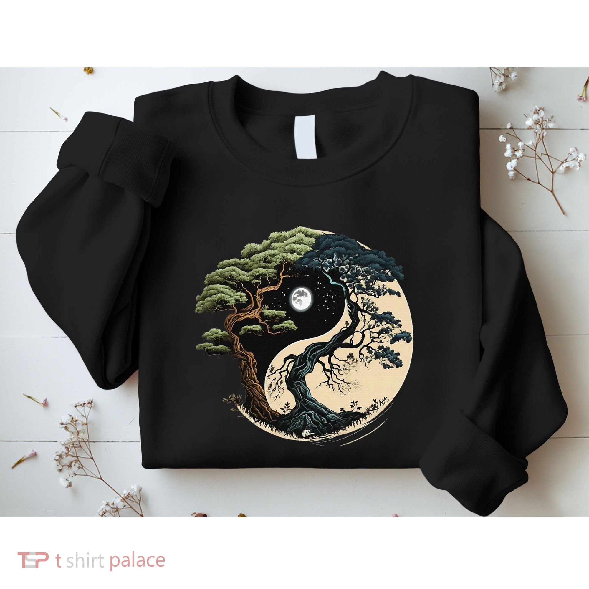 Yin Yang Tree Of Life On Buddhist Bonsai Tree Sweatshirt