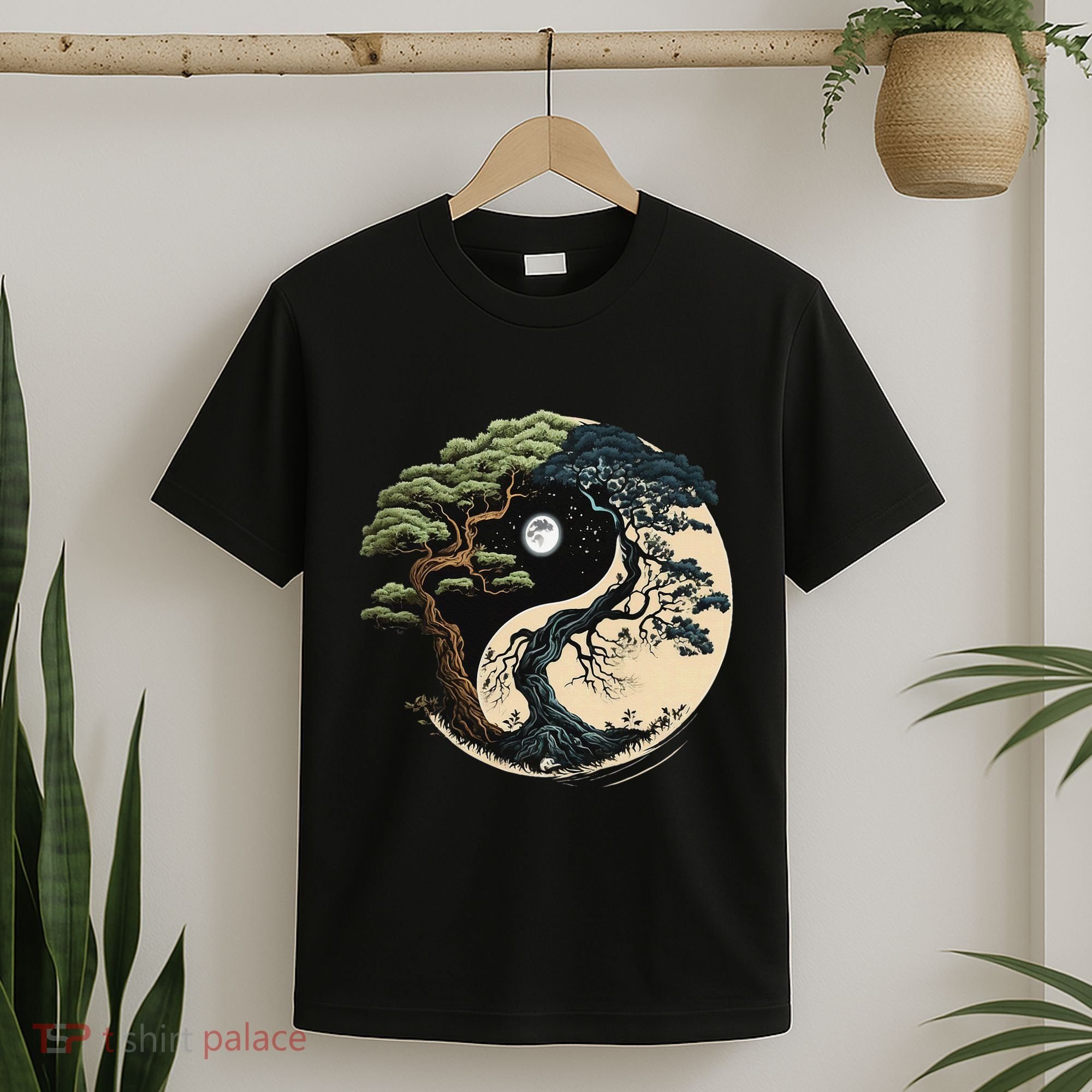 Yin Yang Tree Of Life On Buddhist Bonsai Tree T-Shirt