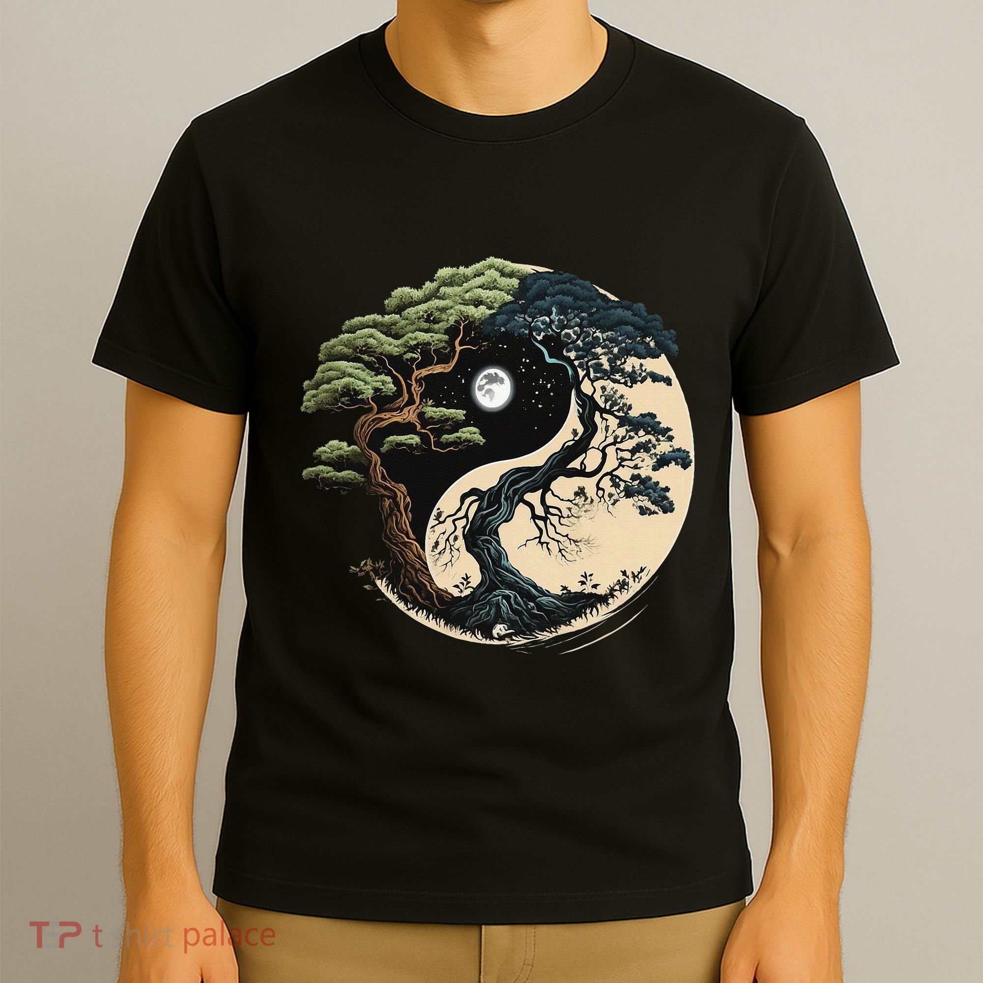 Yin Yang Tree Of Life On Buddhist Bonsai Tree T-Shirt