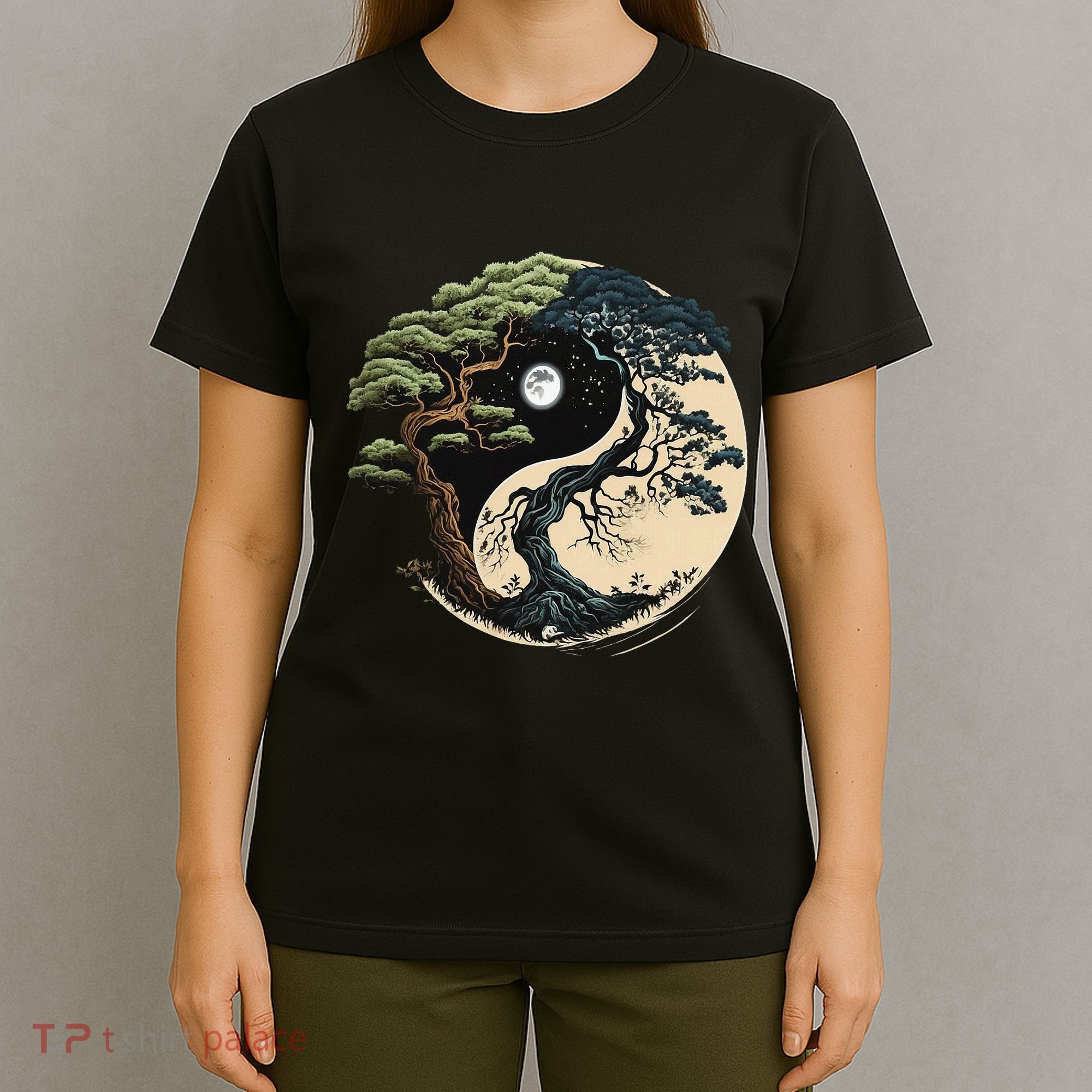 Yin Yang Tree Of Life On Buddhist Bonsai Tree T-Shirt