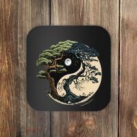 Yin Yang Tree Of Life On Buddhist Bonsai Tree Coaster thumb 0