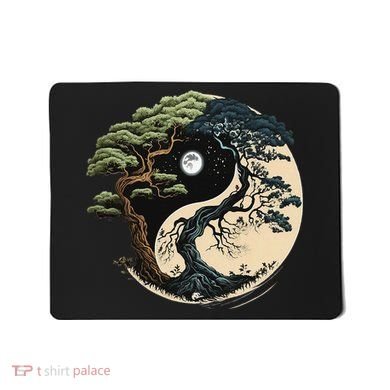 Yin Yang Tree Of Life On Buddhist Bonsai Tree Mousepad