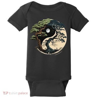 Yin Yang Tree Of Life On Buddhist Bonsai Tree Baby Bodysuit