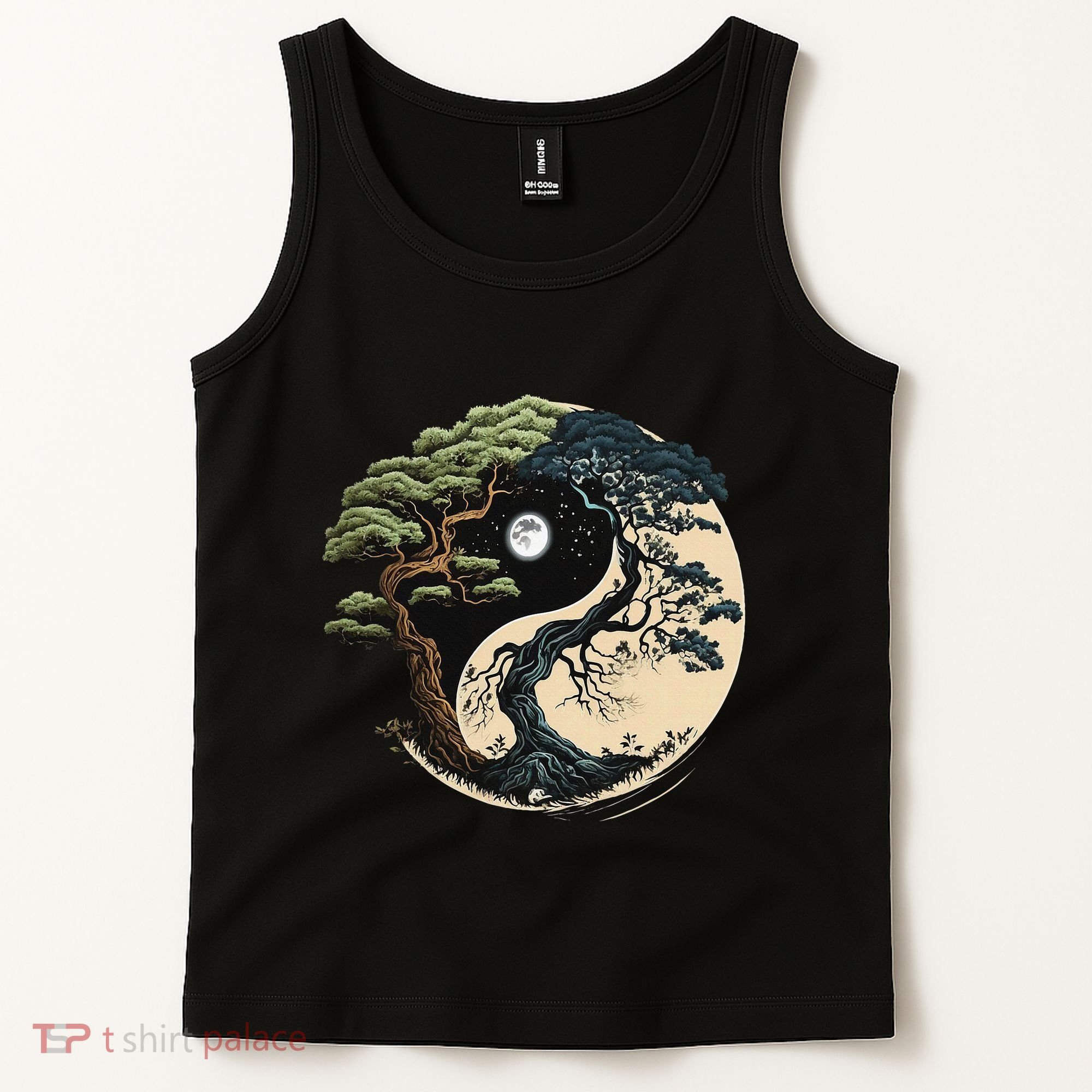 Yin Yang Tree Of Life On Buddhist Bonsai Tree Tank Top