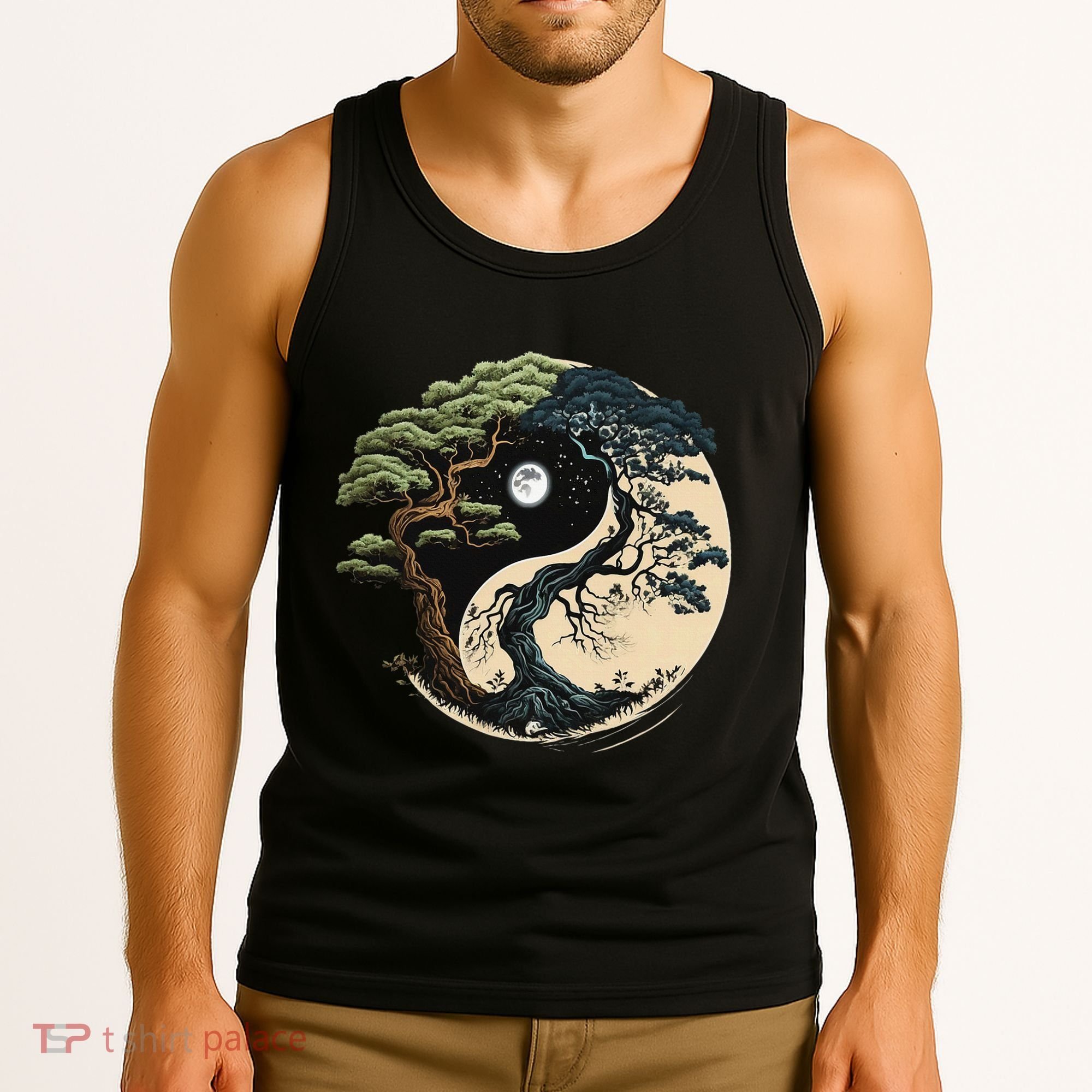 Yin Yang Tree Of Life On Buddhist Bonsai Tree Tank Top