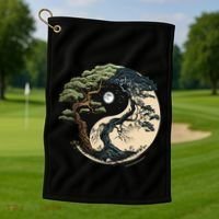 Yin Yang Tree Of Life On Buddhist Bonsai Tree Golf Towel thumb 1