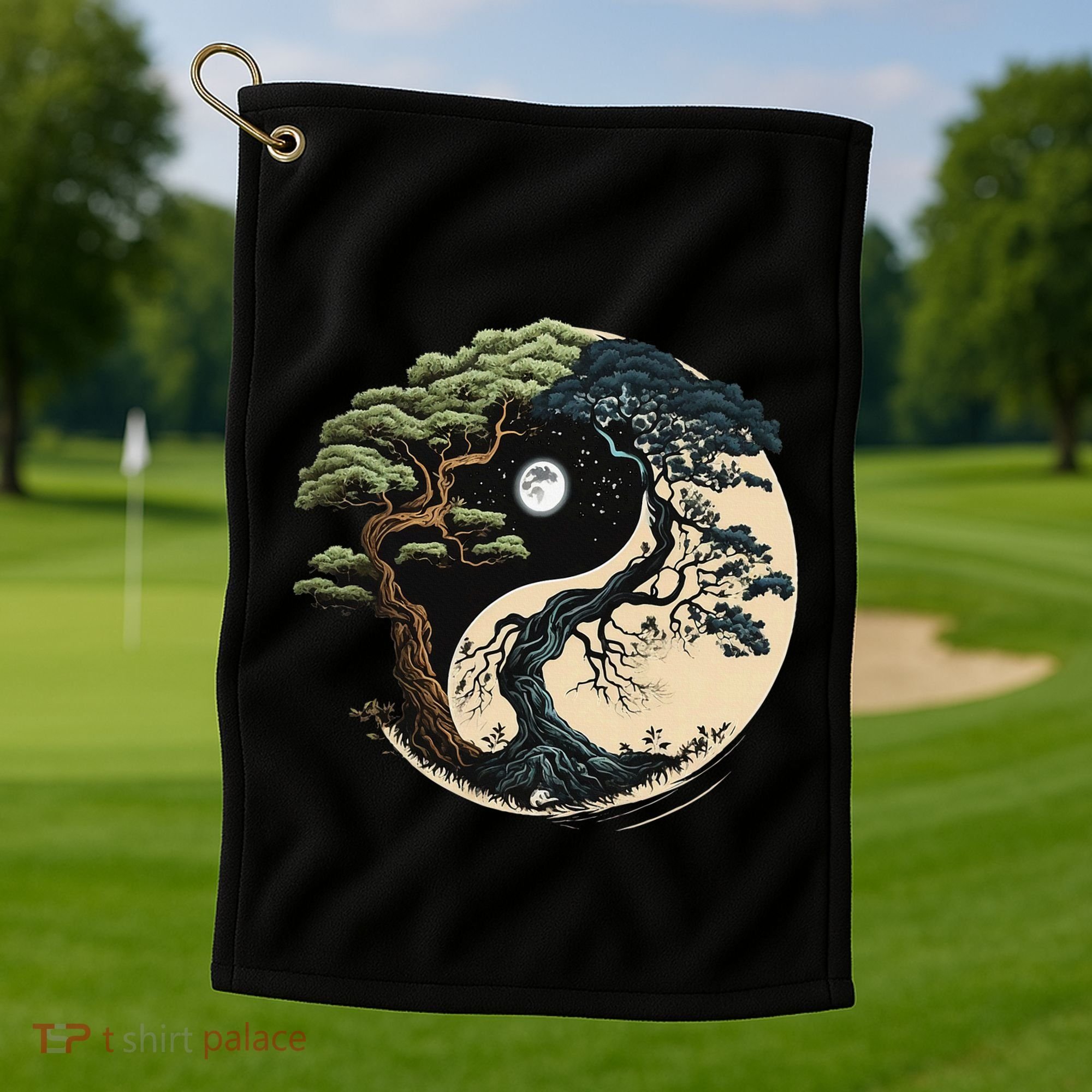 Yin Yang Tree Of Life On Buddhist Bonsai Tree Golf Towel