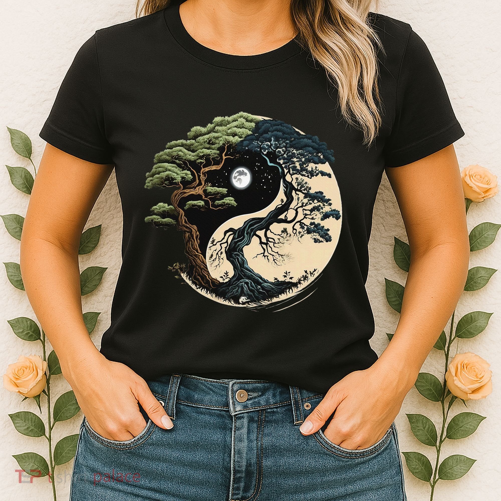 Yin Yang Tree Of Life On Buddhist Bonsai Tree Women's T-Shirt