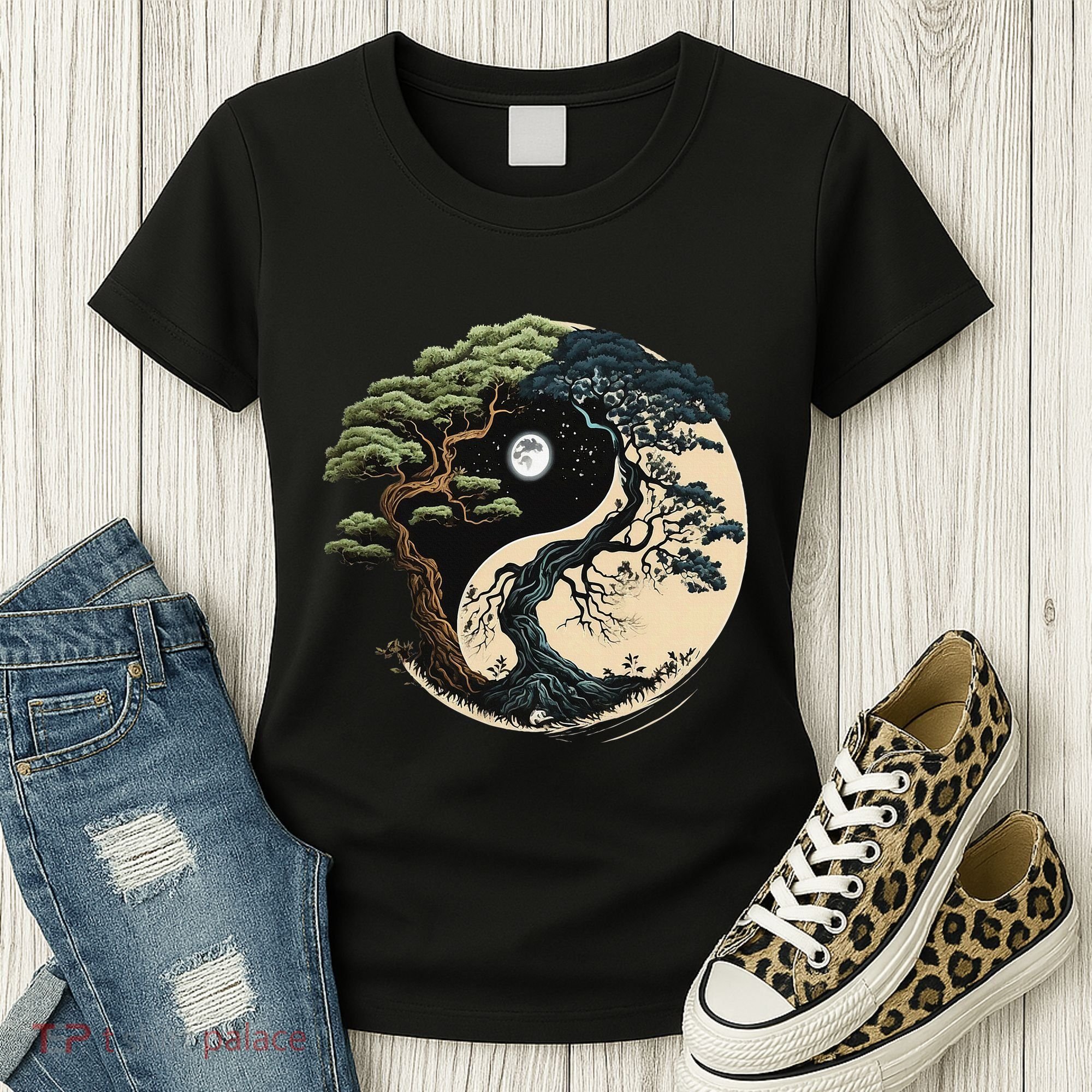 Yin Yang Tree Of Life On Buddhist Bonsai Tree Women's T-Shirt