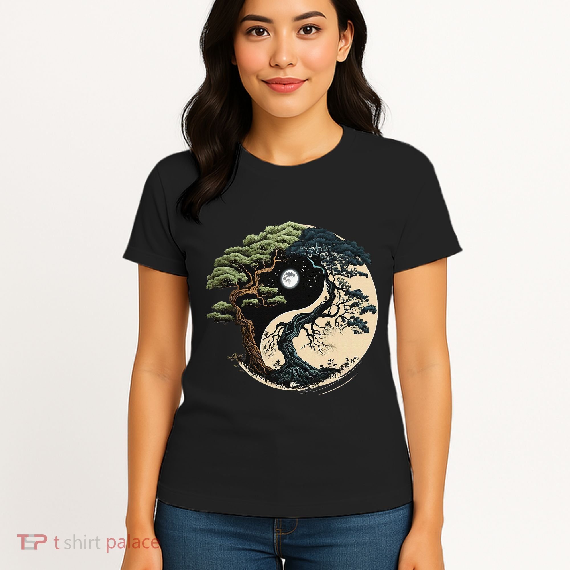 Yin Yang Tree Of Life On Buddhist Bonsai Tree Women's T-Shirt