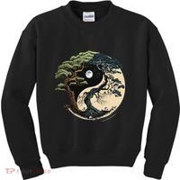 Yin Yang Tree Of Life On Buddhist Bonsai Tree Kids Sweatshirt thumb 0