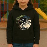 Yin Yang Tree Of Life On Buddhist Bonsai Tree Kids Hoodie thumb 3