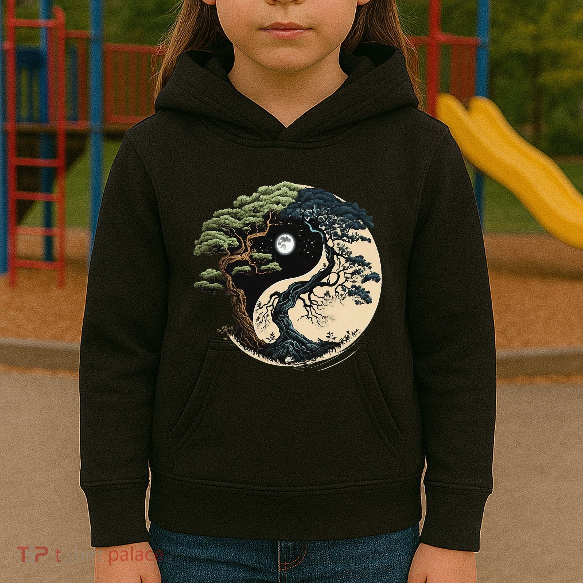 Yin Yang Tree Of Life On Buddhist Bonsai Tree Kids Hoodie