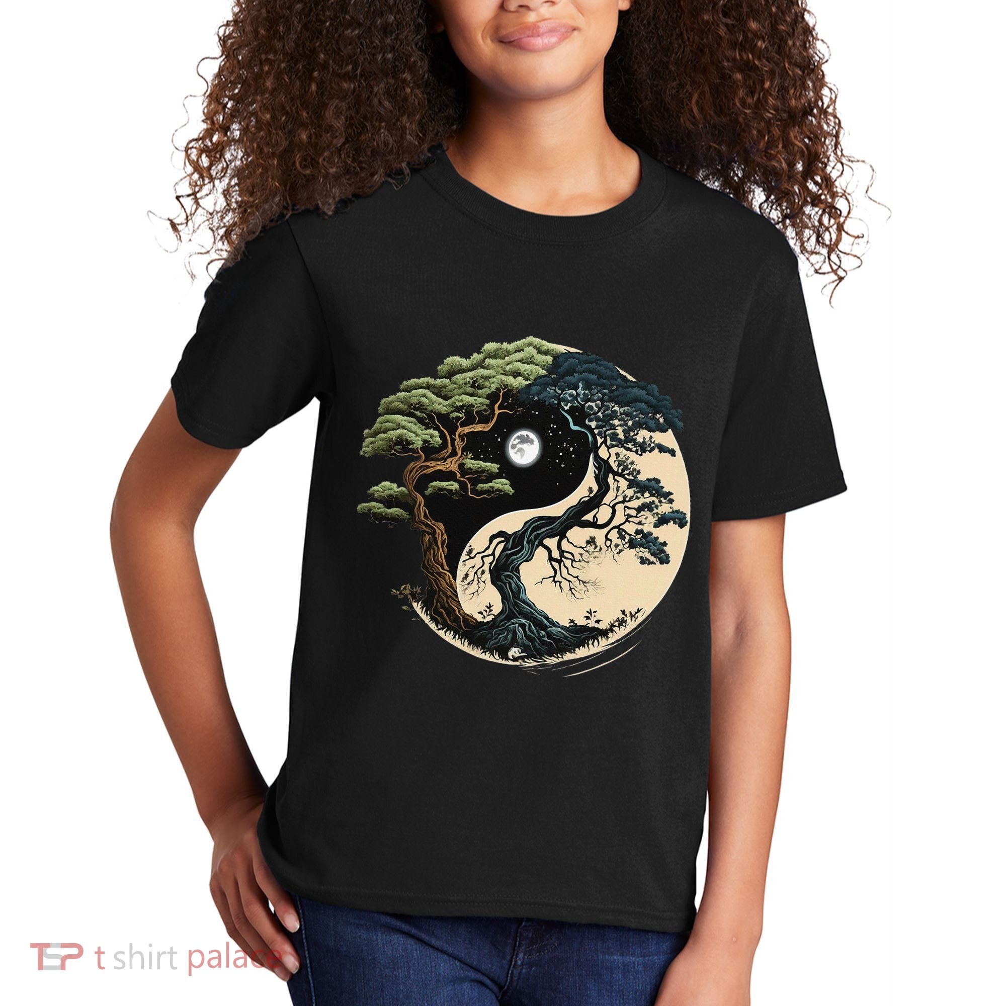 Yin Yang Tree Of Life On Buddhist Bonsai Tree Kids T-Shirt