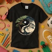 Yin Yang Tree Of Life On Buddhist Bonsai Tree Kids T-Shirt thumb 3