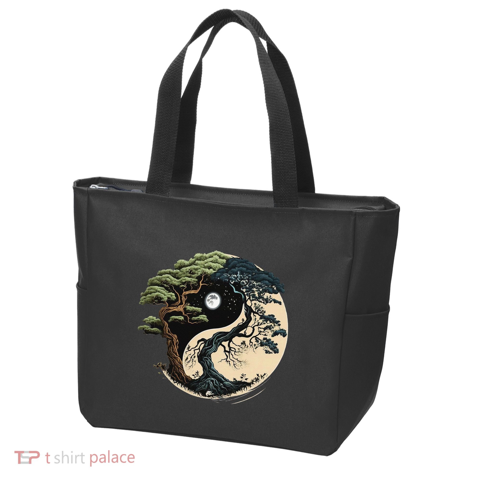 Yin Yang Tree Of Life On Buddhist Bonsai Tree Tote Bag