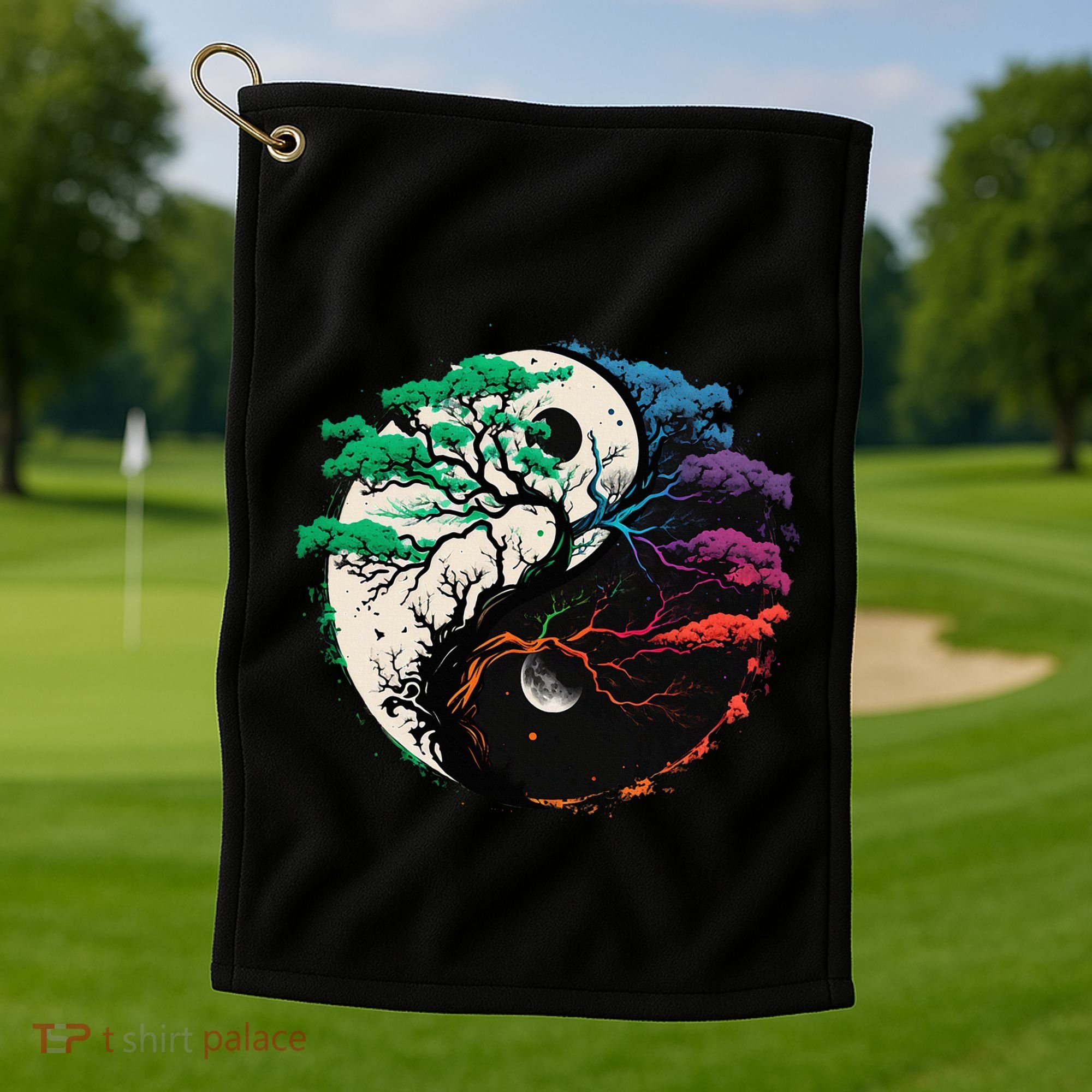 Yin Yang Tree Of Life Golf Towel