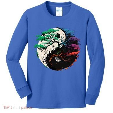 Yin Yang Tree Of Life Kids Long Sleeve Shirt