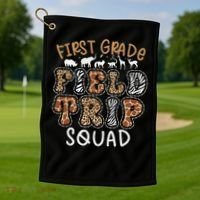 Zoo 1st First Grade Field Trip Squad Crew Teacher Student Golf Towel thumb 1