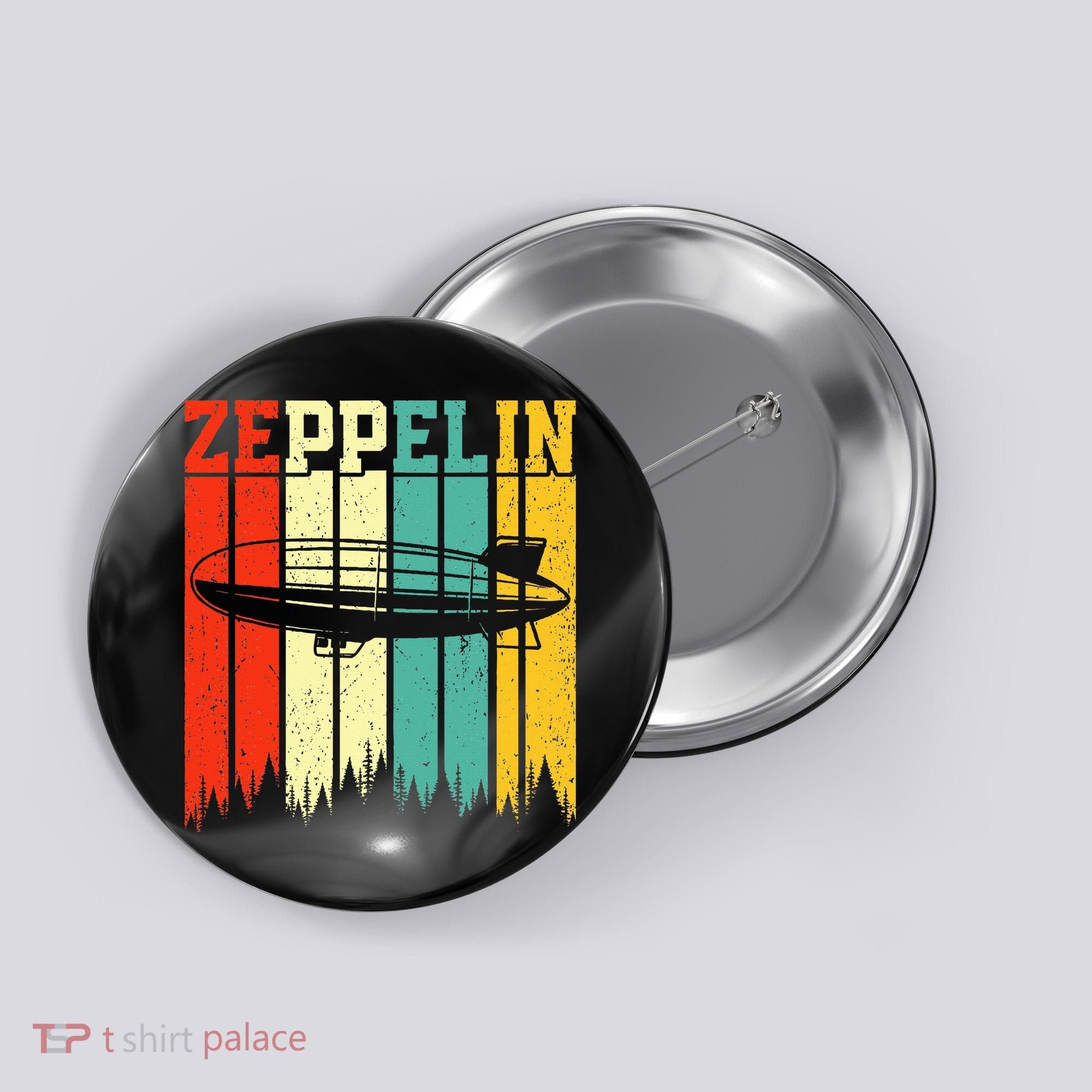 Zeppelin 70s 80s Dirigible Airship Zepelin Zepplin Button