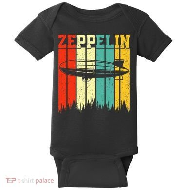 Zeppelin 70s 80s Dirigible Airship Zepelin Zepplin Baby Bodysuit
