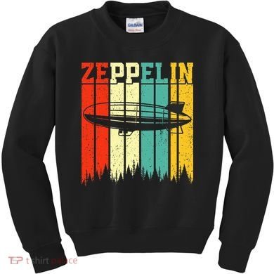 Zeppelin 70s 80s Dirigible Airship Zepelin Zepplin Kids Sweatshirt