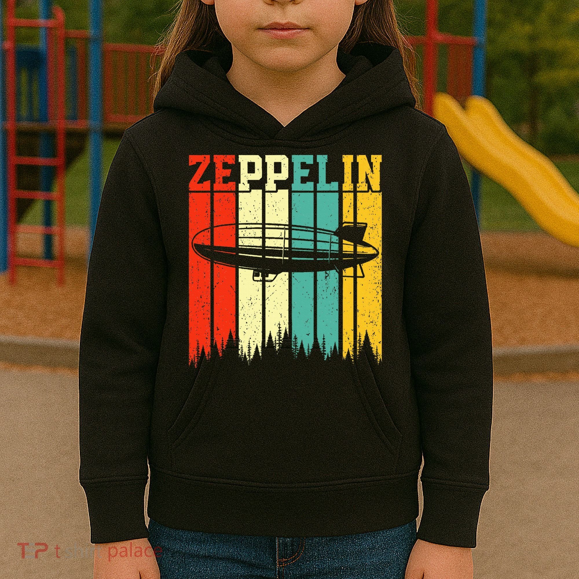 Zeppelin 70s 80s Dirigible Airship Zepelin Zepplin Kids Hoodie